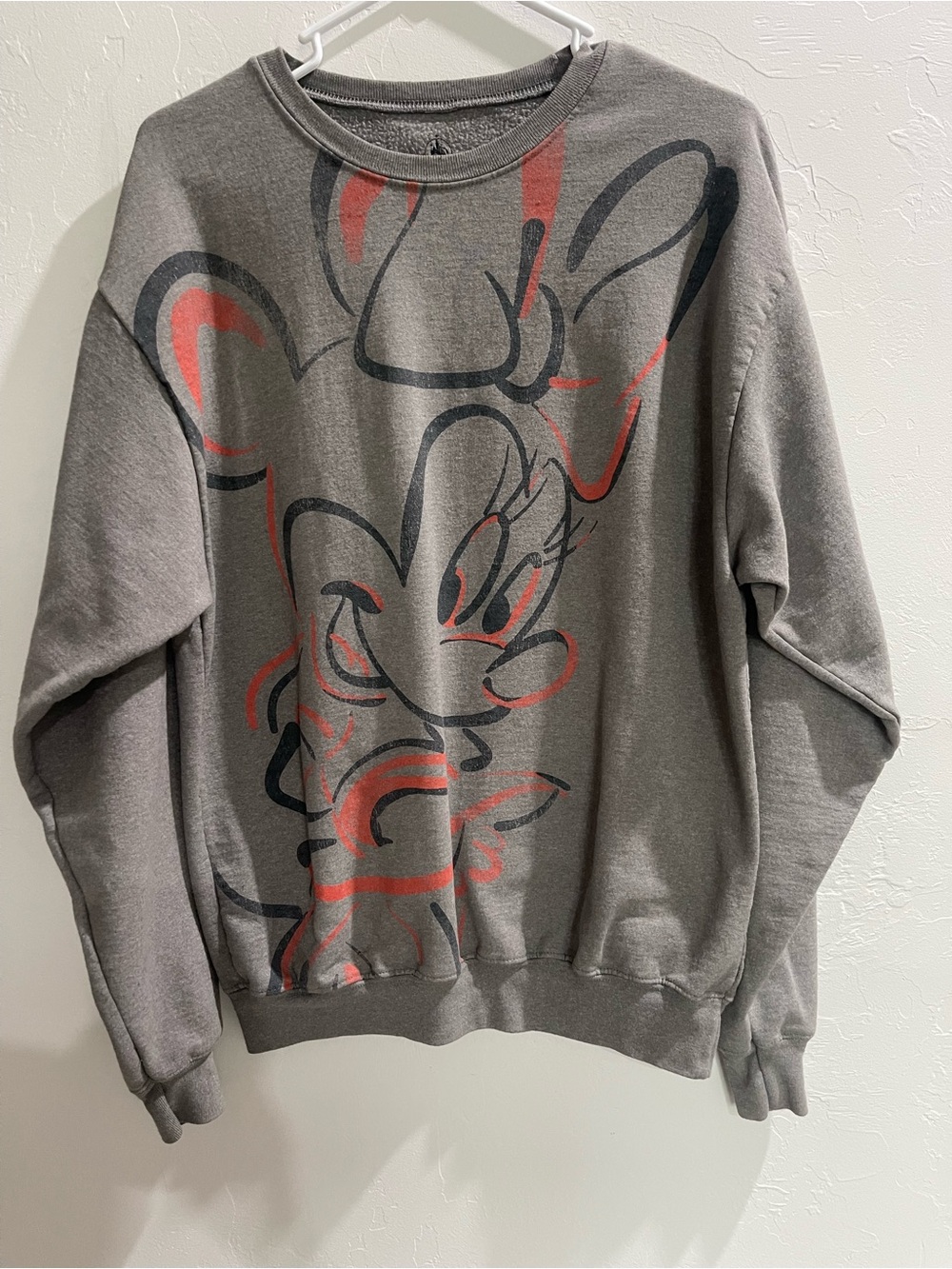 Disney Gray Crewneck Sweater with Red and Black Graphic
